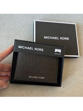 NWT Michael Kors Jet Set Slim Bifold Leather Brown Men's Wallet